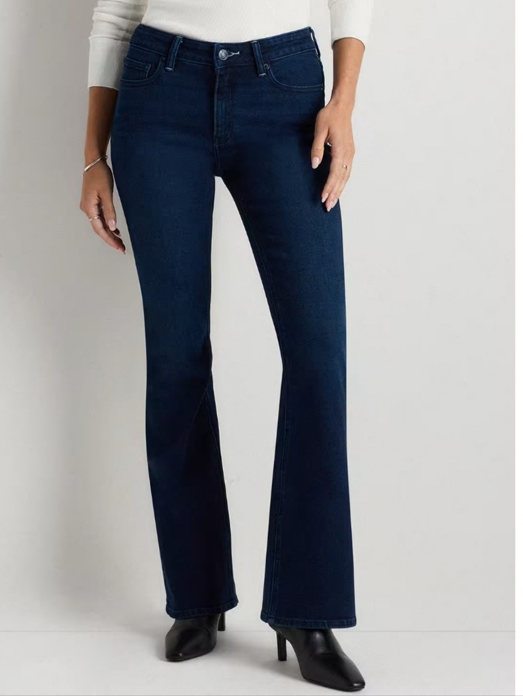 Quince Organic Stretch Flare Dark Wash Jeans